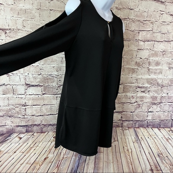 Lauren Ralph Lauren Black Keyhole Neck Cold Shoulder Tunic Blouse NWOT - Picture 4 of 9